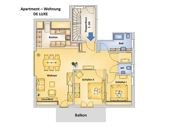 Floor plan of the attic apartment